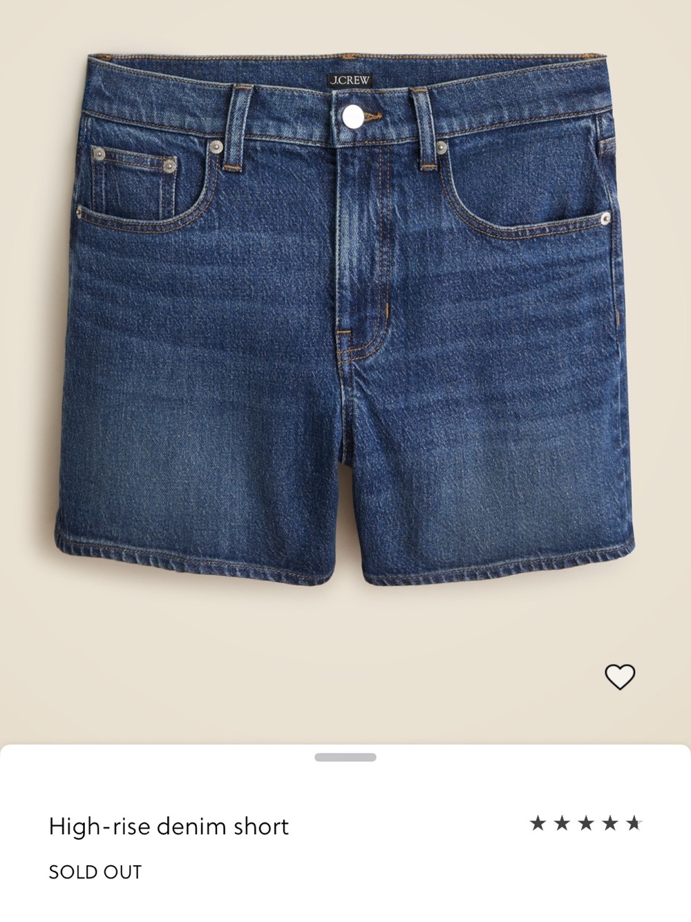 NWT J. Crew High-Rise Denim Shorts in Dark Blue Wash